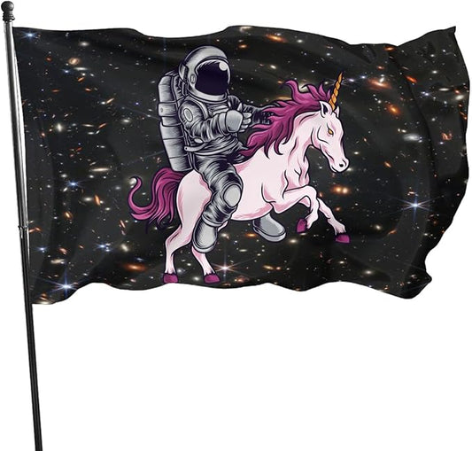 Astronaut Unicorn Flag 3x5 Ft Outdoor Indoor With Grommet Garden Yard Banner Decorative Sign