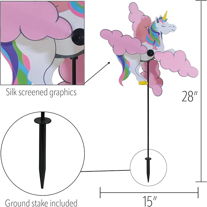 In the Breeze 2564 Unicorn Whirligig Wind Spinner for Your Yard or Garden