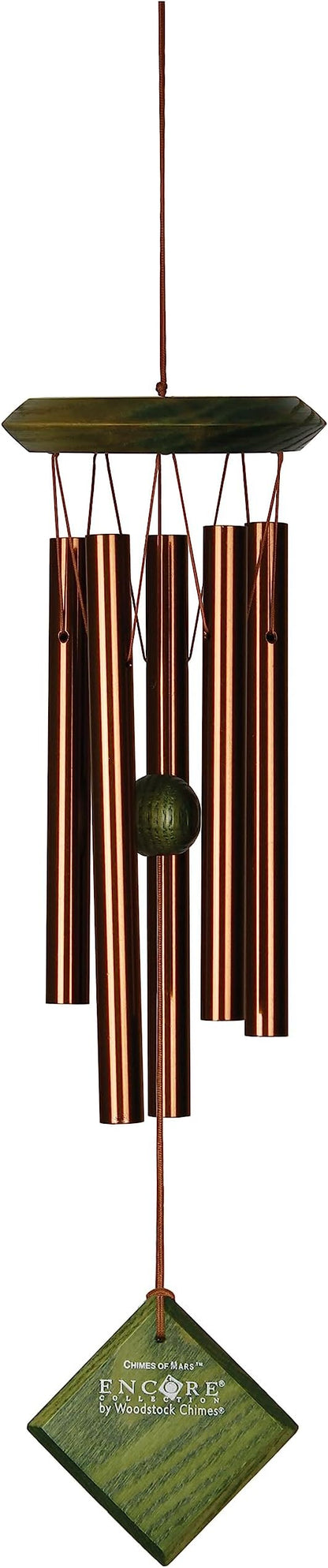 Woodstock Wind Chimes of Mars Wind Chimes for Outside 17" Green Small Light Sound Wind Chime Décor for Outdoor Garden, Patio, Porch, Encore Collection
