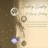 Mooncraftlogy Dog Memorial Gifts, Unique Loss of Pet Sympathy Idea, Purple Crystal Ball Rainbow Suncatcher with Paw Print for Cat or Dog Remembrance and Bereavement