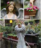 Outdoor Statue Garden Sculpture Angel Flower Fairy Sculpture, Garden Decoration Outdoor Garden Decoration Resin Angel Sculpture Garden