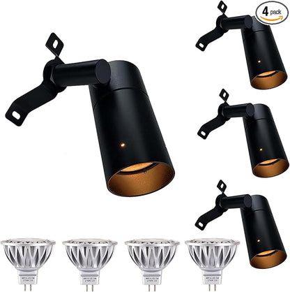 Arrownine Landscape Lighting Tree Down Lights,Low Voltage Outdoor Wall Tree Mounted Lights Landscape Moonlighting Replaceable MR16 LED Bulb Warm White Black Finish 4-Pack with Bulb