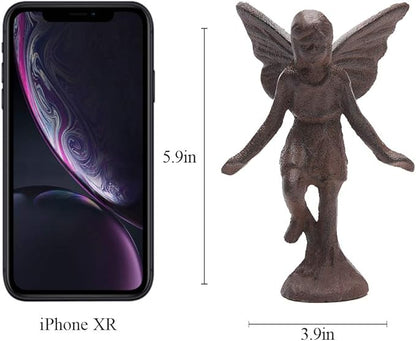 BRASSTAR Cast Iron Fairy Statue Collection Garden Home Office Desk Fairy Tale Decor Elf Angel Figurine PTWQ010