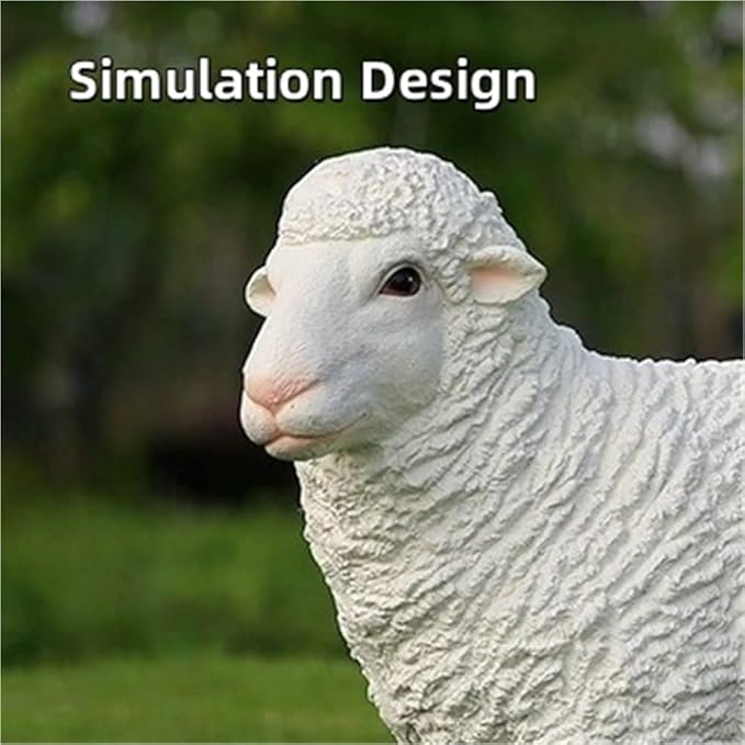 Sheep Garden Statue, Simulation Sheep Sculpture, Outdoor Resin Lamb Standing Ornament, Farm Animal Statue for Farm, Yard, Lawn(25.6x8.7x16.5in)