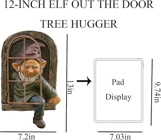 Tree Face Decoration Outdoor Gnome Statue Yard Art Ornament, 12 Inch Elf Outdoor Decor, Whimsical Garden Gnomes & Statues