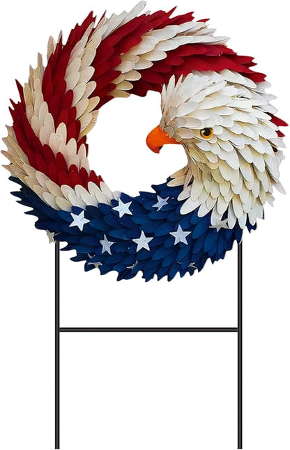Amyhill 4th of July Outdoor Decor Patriotic Eagle Metal Garden Stakes 250th Anniversary Welcome Yard Signs Decorations Red White Blue Garden Stakes for Independence Memorial Patio Lawn Walkway Outside