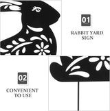 POPETPOP Metal Rabbit Garden Stake Outdoor Decorative Lawn Sculpture Hollow Bunny Silhouette for Patio Yard Pathway 11.61 Inch