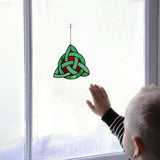Celtic Trinity Knot Stained Glass Window Hanging,St Patrick's Day Gift Accessories for Women,Teens and Girls,Irish Decor for Bedroom,Living Room and Kitchen