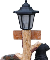 Solar Light Animal Outdoor Statue Planter with Welcome Sign, Resin Garden Sculpture Flower Pot for Patio Lawn Porch Yard Courtyard Decor, Weather-Resistant Decorative Figurine Accent (D)