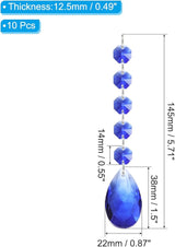 PATIKIL Teardrop Crystal Chandelier Pendants Beads, 10 Pack 145mm Length 38mm Chandelier Prisms Parts Ornaments Hanging Beads for DIY Arts Crafts Decoration, Blue