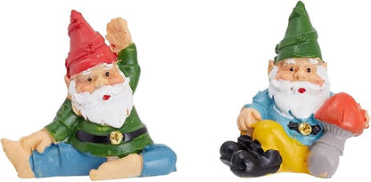 Juvale 4 Pieces Mini Garden Gnomes, Outdoor Statue Set in Funny Poses for Yoga Gifts, Plant Pots Decor (2 in)