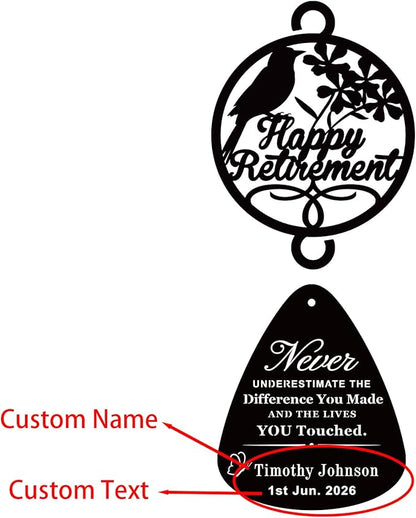 37" Personalized Retirement Wind Chimes for Women Men, Custom Retirement Gifts for Coworker Boss Teacher, Large Deep Tone Windchime Outdoor Decorations