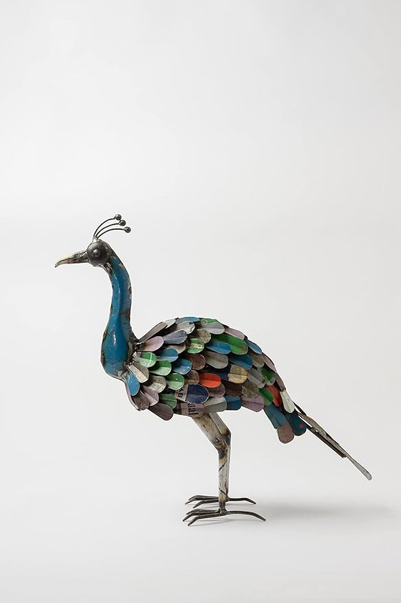 De Kulture Handcrafted Recycled Iron Vintage Peacock Figurine Decorative Collectible Figurine showpiece Beautify Home Office Holiday décor| Ideal for Garden Decoration, 41x13x36 (LWH) inches