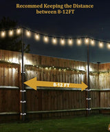 2 Pack 10FT String Light Poles for Outdoor Decor, Sturdy Light Pole with Fence Brackets, Adjustable Metal Posts for Outside Patio, Backyard, Deck, Garden, Party, Wedding