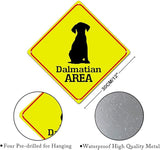 Warning Dalmatian Area Metal Tin Sign Dalmatian Dog Caution Crossing Xing Street Sign Yellow Diamond Shape Funny Metal Sign For Indoor Outdoor Highway12x12in