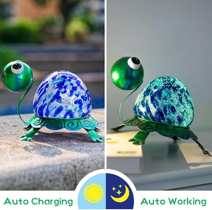 Metal Garden Statue Turtle Outdoor Decor,Luminous Turtle Statues Lawn Ornament Yard Decorations for Patio,Balcony,Yard,Lawn,Perfect Gardens Gift