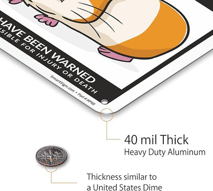 SmartSign Funny Beware Of Guinea Pigs Warning Sign - 10"x7", 40 mil Laminated Rust-free Aluminum - Metal Signs for Wall Decor, Outdoors, Patio, Cafe - Guinea Pigs Theme Gag Gift, Made in USA