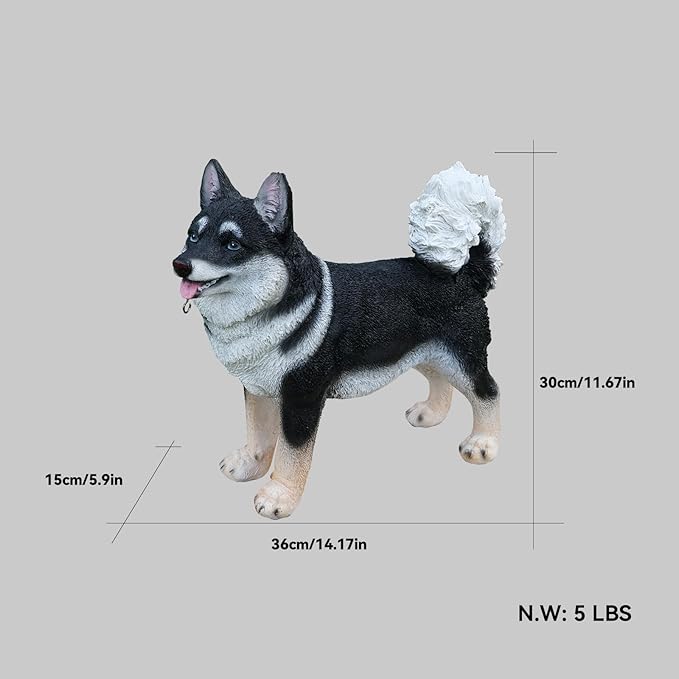Solar Akita Garden Statue with Lantern & Double-Sided Sign - Outdoor Dog Decor for Yard, Patio, Porch - Resilient Resin Puppy Sculpture, Auto On/Off Solar Path Lights - Dog Memorial Gift