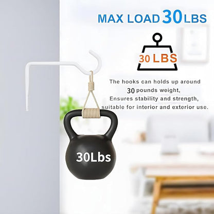13.3 Inch Metal Wall Plant Hangers, Heavy Duty Hanging Hooks for Plants, Bird Feeders, Wind Chimes and Flower Baskets, Indoor and Outdoor Use, 4 Pack White