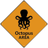 Octopus Crossing Sign Caution OctopusXing Sign Street Sign Wildlife Novelty Road Fence Wall Decor Warning Metal Tin Sign For Indoor Outdoor 10x10in