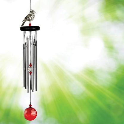 Woodstock Chimes Signature Collection, Crystal Cardinal Chime, 18'' Decor Designs Wind Chimes for Outdoor, Patio, Home or Garden Décor (WFCRD)