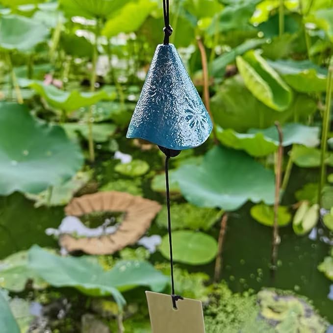Japanese Fireworks Wind Chimes for Outside, Iwachu Cast Iron Bless Temple Wind Bell Memorial and Sympathy Small Wind Chimes Indoor Good for Luck Garden Bell, Patio, Balcony