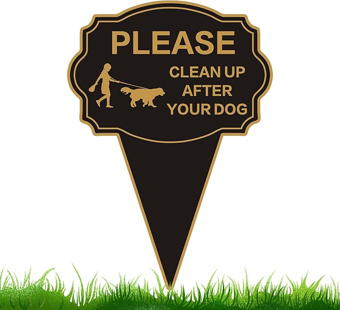 Double Sided Yard Sign,Clean Up After Your Dog Sign,14”X10” No Poop Signs For Lawn No Pooping Dog Signs For Yard With Integrated Stake,Easy Mounting,Outdoor Use(1PACK-Clean Up After Your Dog)