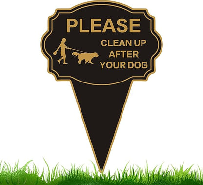 Double Sided Yard Sign,Clean Up After Your Dog Sign,14”X10” No Poop Signs For Lawn No Pooping Dog Signs For Yard With Integrated Stake,Easy Mounting,Outdoor Use(1PACK-Clean Up After Your Dog)