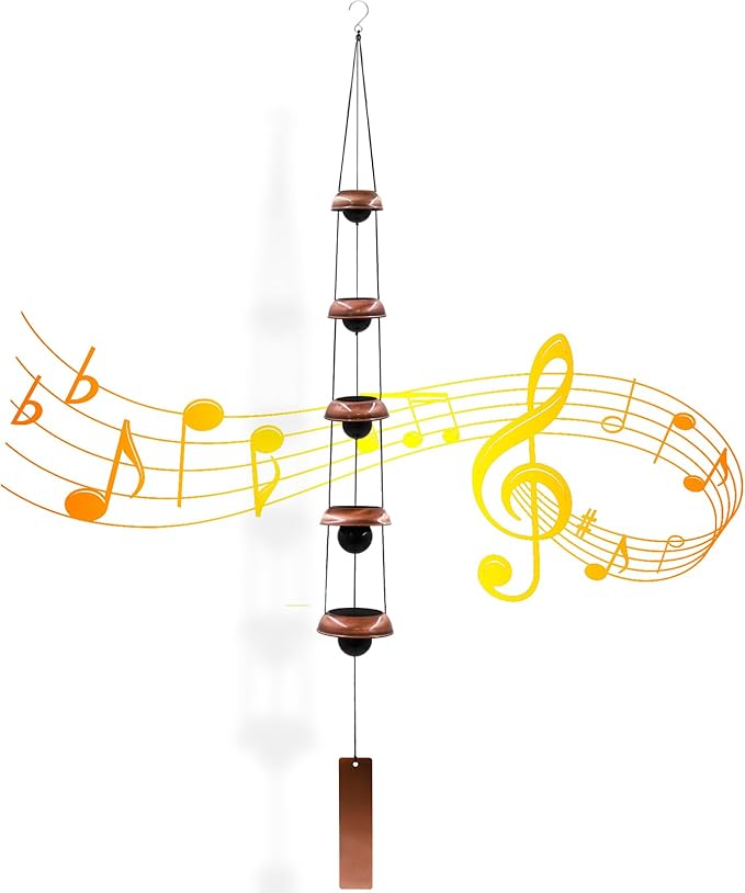 Wind Chimes for Outside with 5 Bell Unique Copper Musical Chimes Feng Shui Windchime for Home Garden Patio Porch Decor Gifts for Mom Grandma
