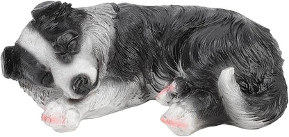 Sleep Puppy Statues Sculptures,Border Collie Figurine,Synthetic Resin Waterproof Border Collie Ornament,Outdoor Dog Statues for Garden Patio, Lawn, Yard Art Decoration