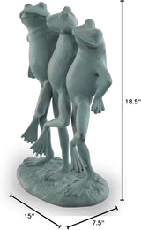 SPI Home Dancing Frog Trio Cast Aluminum Garden Sculpture 18.5 Inches High Outdoor Décor