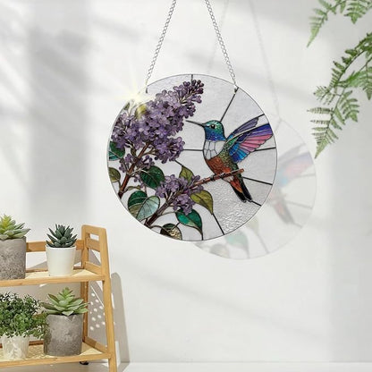 Hummingbird Suncatcher for Windows Hanging, Beautiful Acrylic Hanging Suncatcher, Window Door Decoration, Indoor Home Garden Decor, Gift for Birds Lover Women Mother's Day Christmas
