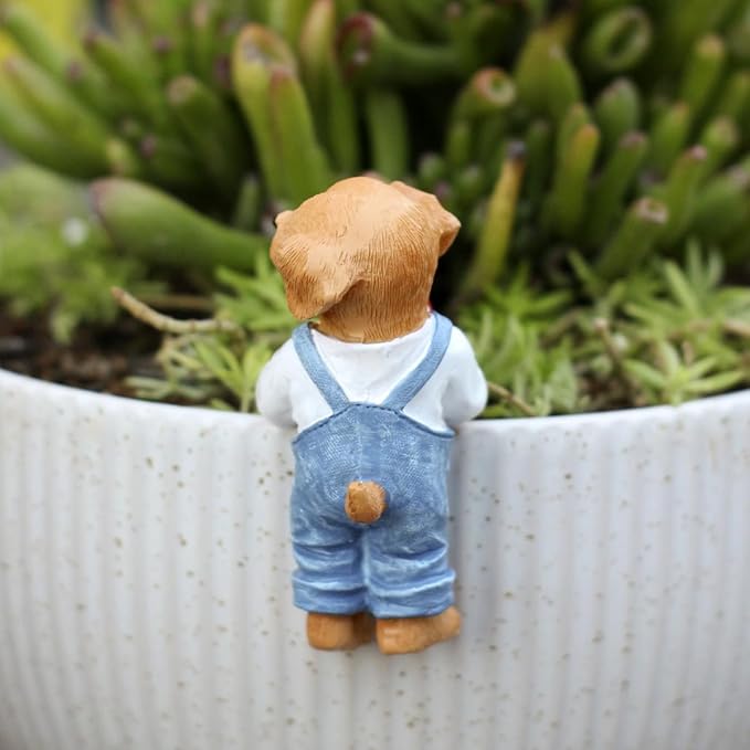 Dog Figure Plant Pot Hanger, Flower Pot Hugger, Resin Tortoise Statue, Funny Pot Huggers for Planters, Cute Climbing Tortoise Flower Pot Hugger, Garden Fence Balcony Patio Yard (Dog)