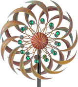 VEWOGARDEN Garden Metal Wind Spinners Outdoor Kinetic Wind Sculptures & Spinners for Yard Lawn Patio Decorations, Copper Green