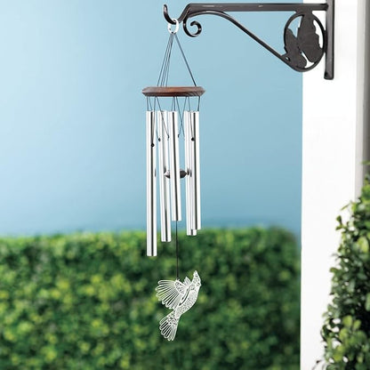 Woodstock Chimes Signature Collection, Woodstock Habitats Chime, 21'', Silver Wind Chimes for Outdoor, Patio, Home or Garden Decor (HCMC)