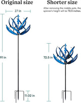 91 inch Wind Spinners Outdoor - Extra Large Outdoor Metal Wind Sculptures Spinners with Stake, Windmills for The Yard Garden, Yard Art Garden Lawn Decor - Blue (27" W x 91" H)