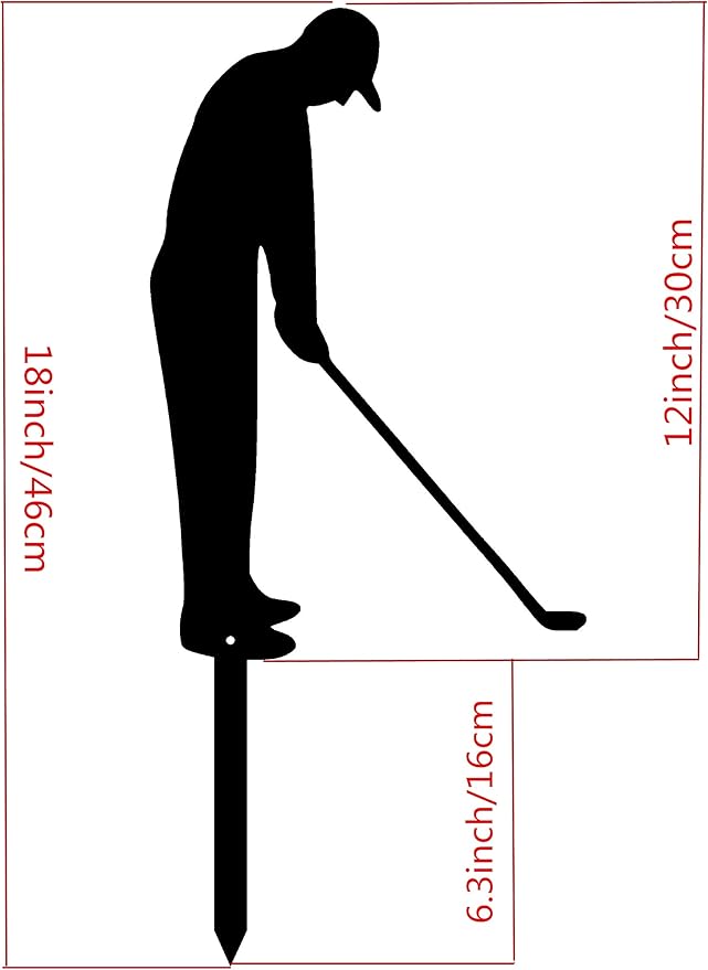 Outdoor Metal Golfer Yard Stake Art Metal Silhouette Art Garden Decor 18" (Men and Lady)