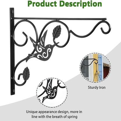 Vumdua Hanging Plants Bracket, 4 Pack 12 inch Wall Planter Hook with Iron Screws Included, Decorative Plant Hanger for Bird Feeders, Wind Chimes Indoor, Lantern, Flower Pot,Outdoor Indoor Patio Decor