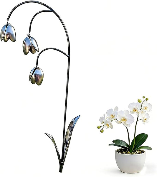 Metal Lily of The Valley Garden Sculpture,Handmade Metal Flower Garden Stake for Garden Decoration,Wrought Iron Lily of The Valley Sculpture for Patio, Pathway, Garden Decor Gift (1pc)