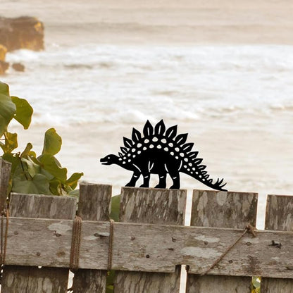 WADORN Stegosaurus Decorative Silhouette Garden Stakes, Metal Dinosaurs Theme Stakes Statues Ornaments Lovers Gifts Yard Art Black Silhouette Yard Outside Decor for Backyard Patio, 6.5x11Inch