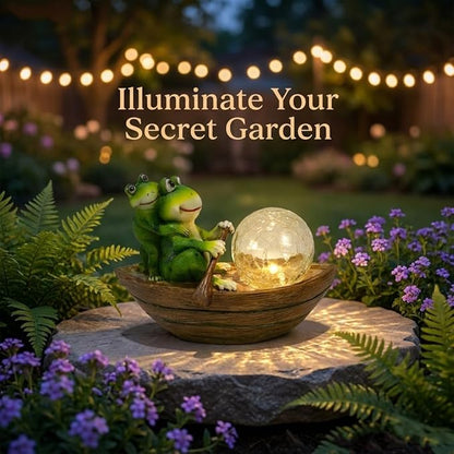 Rezpuao Garden Statue of Frog,Garden Decor Frog Figurine,Frogs Outdoor Statue,Solar Decor for Patio,Balcony,Yard,Lawn Ornament