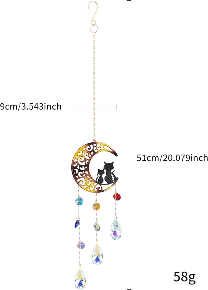 Moon Crystal Suncatcher, Hanging Garden Suncatchers, Crescent Moon Crystal Decoration for Window & Garden, Decorative Hanging Ornament