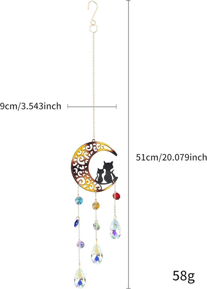 Moon Crystal Suncatcher, Hanging Garden Suncatchers, Crescent Moon Crystal Decoration for Window & Garden, Decorative Hanging Ornament