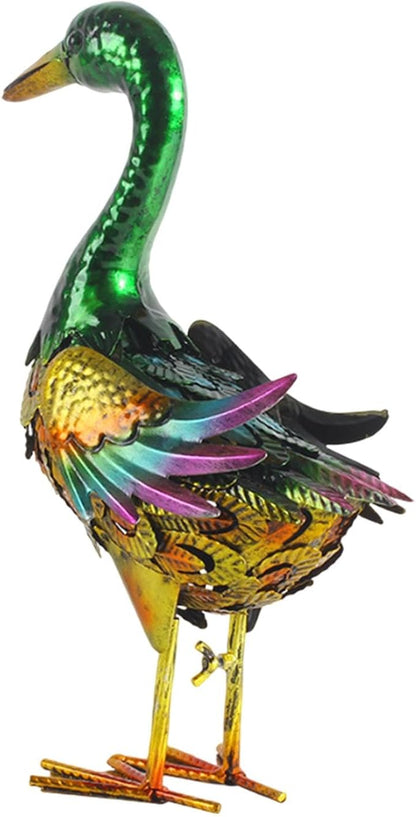 Duck Statue Indoor Outdoor Decoration Scene Vivid Metal Garden Sculpture Animal Figurine for Outside Backyard Porch Pond Roof