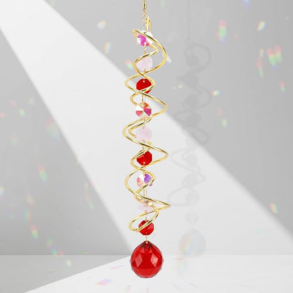 Crystal Suncatchers Decorative Sun Catchers Crystal Hanging Wind Spinners with Red Prism Ball Rainbow Maker Suncatchers for Windows Hanging Outdoor Indoor Home Garden Decoration Gifts for Girl