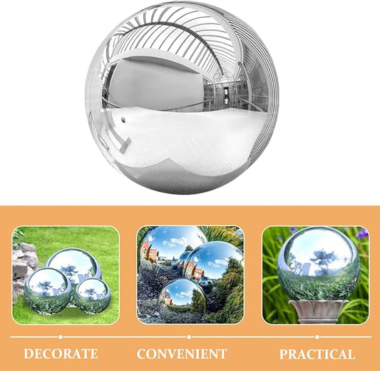 Polished Stainless Steel Gazing Ball Shiny Reflective Garden Sphere for Lawn Decoration 12-inch Mirror Garden Globe Ornament