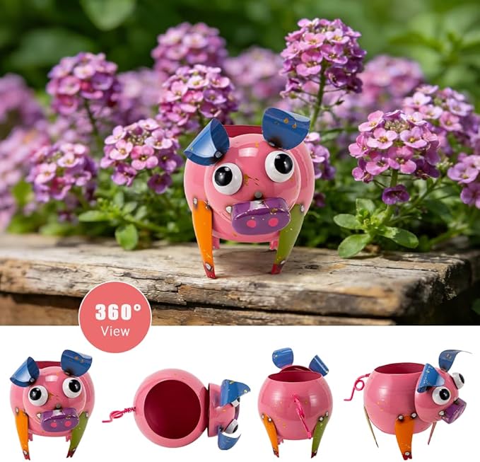 Oak & Lore Outdoor Metal Pig Garden Statues, Whimsical Farm Animal Garden Sculptures & Statues for Patio, Lawn & Backyard Decor