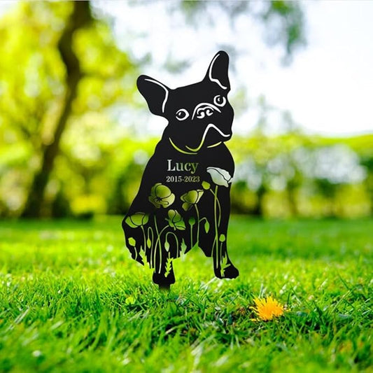 Metal Garden Stake,Dog Pet Metal Stake,Sympathy Sign,Memorial Stake,Sympathy Gift,Garden Marker,pet Memorial Gift,Dog Loss Decor,Spring Dog Decor,Spring Butterfly Flowers Grave Marker.