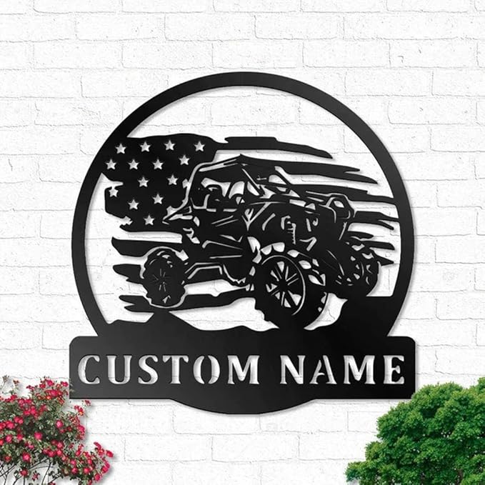 Custom US Bike Metal Wall Art, Customized Family Name Wall Decor, Rustic Home Decor, Monogram Wall Sculpture, Porch Decorations Outdoor/Gift-328