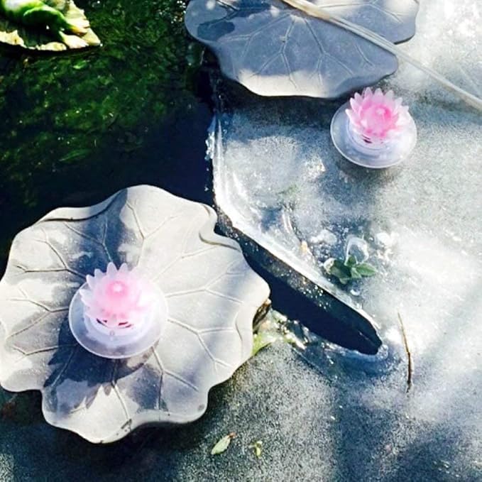 Larekook 1 Pack Solar Lotus Pond Lights, Floating Color Changing Lotus Flower Pool Lights Led Waterproof Outdoor Swimming Pool Pond Submersible Lights